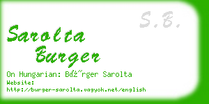sarolta burger business card