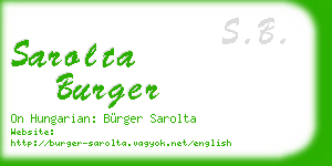 sarolta burger business card